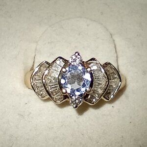 14Kt Yellow Gold Tanzanite & Diamond Ring